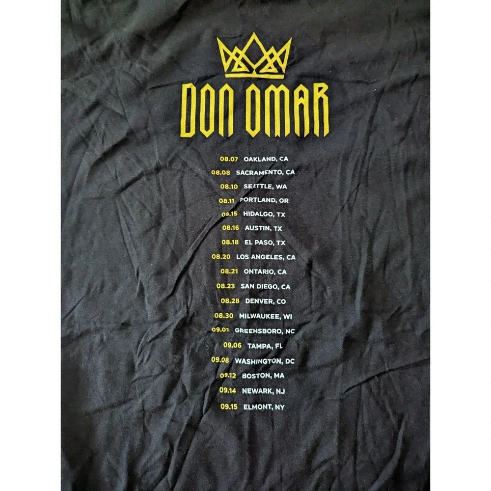 Don Omar Back To Reggaeton US Tour 2024 Concert TShirt Black Mens XXL Tultex 202
